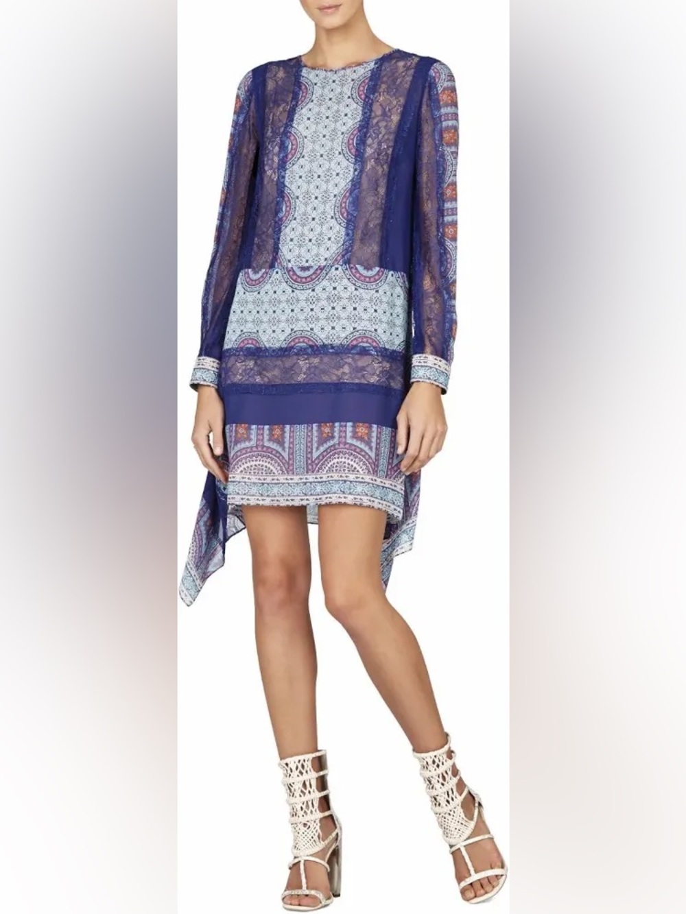 BCBGMAXAZRIA CARALYNE LONG-SLEEVE RELAXED-FIT DRESS Size S